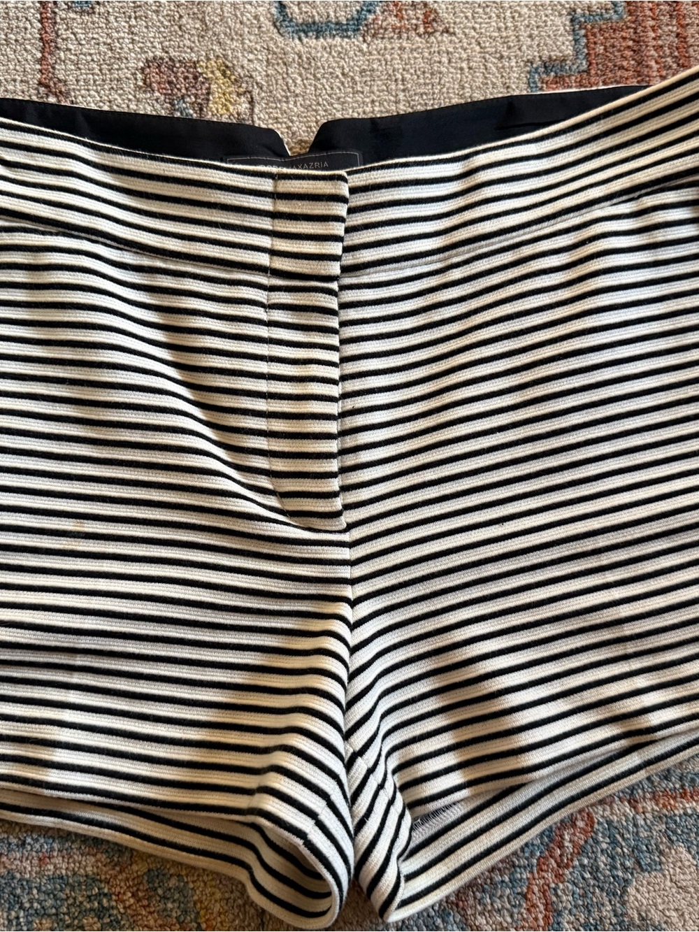BCBGMaxAzria Black and Cream Striped Women’s Bermuda Shorts